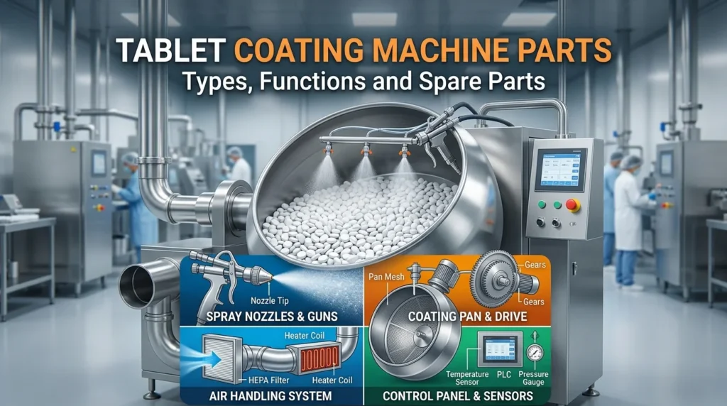 Home 22 Tablet Coating Machine Parts Types, Functions and Spare Parts